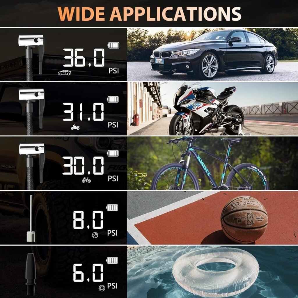 TGBOX Tire Inflator Portable Air Compressor, 150 PSI Fast Inflation Cordless, Air Pump for Car Tires with 6000mAh Rechargeable Battery, Bike Pump For Car, Bicycle, Motorcycles, Ball TGBOX Tire Inflator Portable Air Compressor, 150 PSI Fast Inflation Cordless, Air Pump for Car Tires with 6000mAh Rechargeable Battery, Bike Pump For Car, Bicycle, Motorcycles, Ball